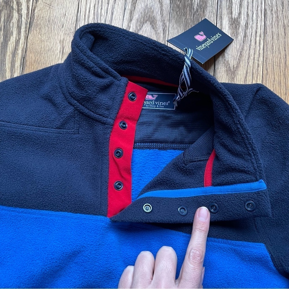 NEW Vineyard Vines Boys Snap Classic Fleece Pullover Blue NWT - Picture 2 of 6